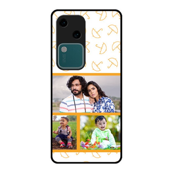 Vivo V30 5G Custom Glass Phone Case - Yellow Pattern Design Vivo V30 5G Custom Glass Phone Case - Yellow Pattern Design