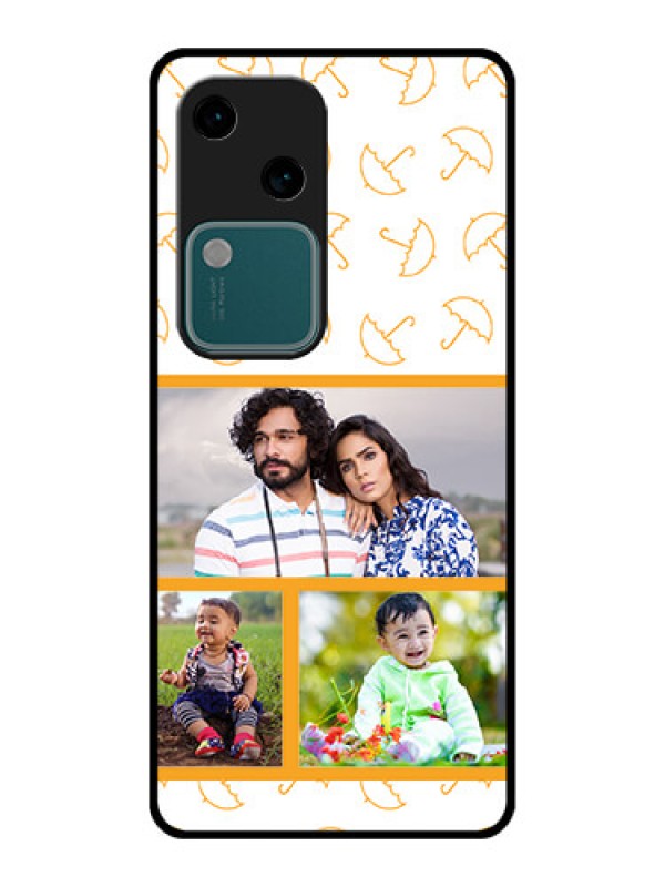 Custom Vivo V30 5G Custom Glass Phone Case - Yellow Pattern Design