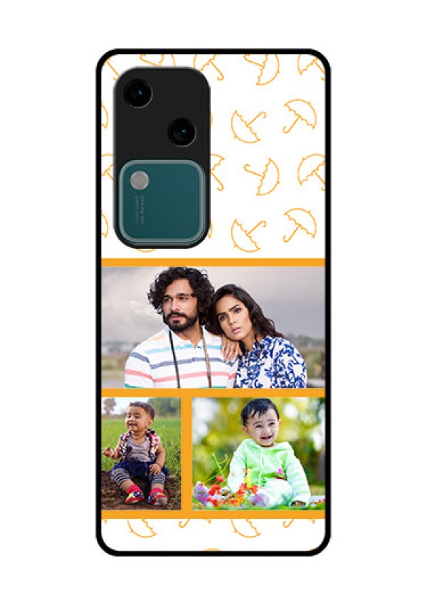 Vivo V30 5G Custom Glass Phone Case - Yellow Pattern Design
