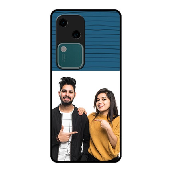 Vivo V30 5G Custom Glass Phone Case - Blue Pattern Cover Design
