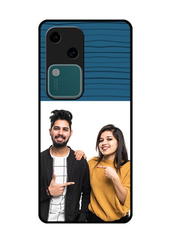 Vivo V30 5G Custom Glass Phone Case - Blue Pattern Cover Design