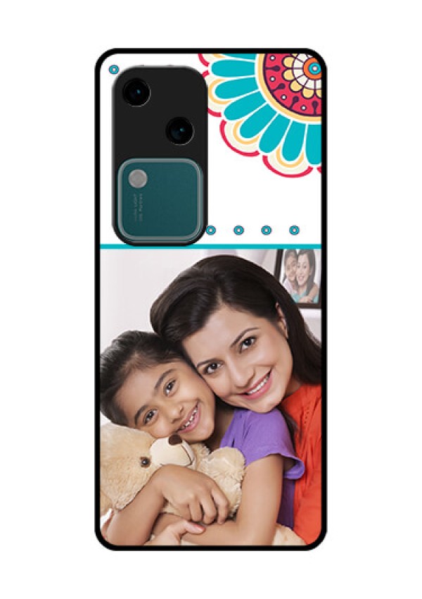 Vivo V30 5G Custom Glass Phone Case - Flower Design