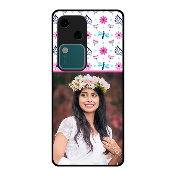 Vivo V30 5G Custom Glass Phone Case - Colorful Flower Design Vivo V30 5G Custom Glass Phone Case - Colorful Flower Design