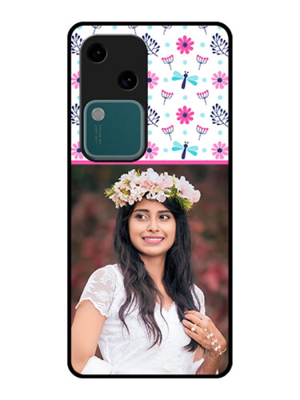 Custom Vivo V30 5G Custom Glass Phone Case - Colorful Flower Design