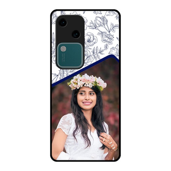 Vivo V30 5G Custom Glass Phone Case - Classy Floral Design
