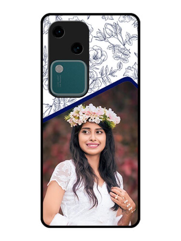 Custom Vivo V30 5G Custom Glass Phone Case - Classy Floral Design