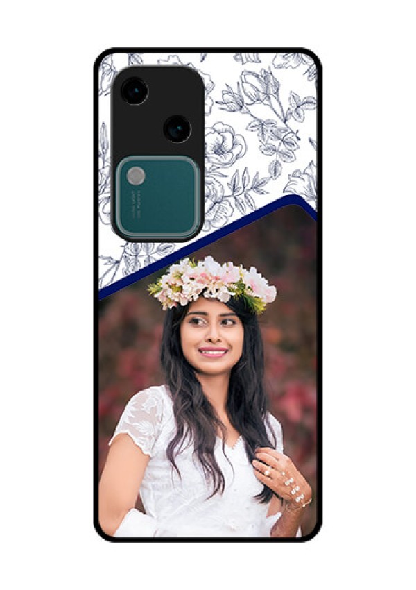 Vivo V30 5G Custom Glass Phone Case - Classy Floral Design