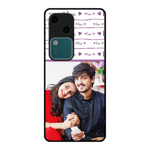 Vivo V30 5G Custom Glass Phone Case - Couples Heart Design