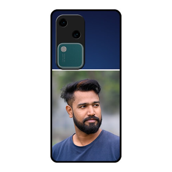 Vivo V30 5G Custom Glass Phone Case - Simple Royal Blue Design