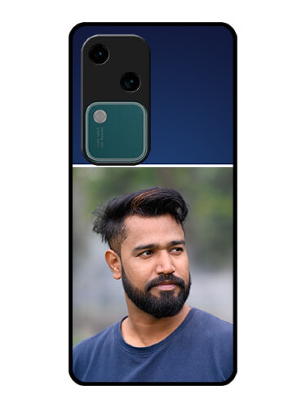 Custom Vivo V30 5G Custom Glass Phone Case - Simple Royal Blue Design