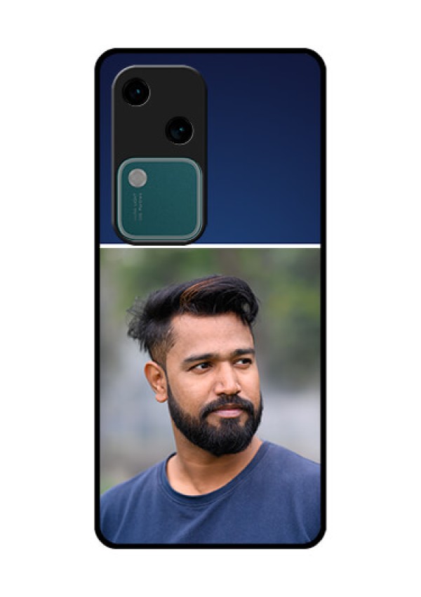 Vivo V30 5G Custom Glass Phone Case - Simple Royal Blue Design