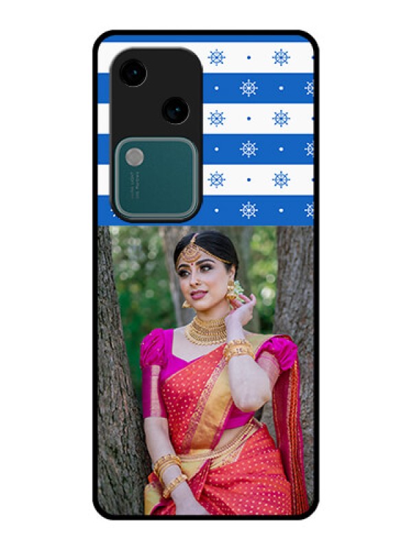 Custom Vivo V30 5G Custom Glass Phone Case - Snow Pattern Design