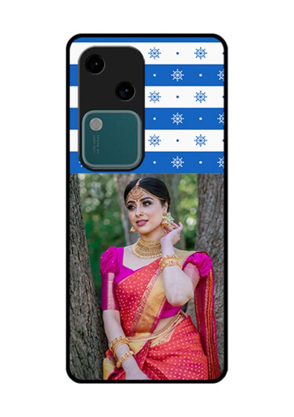 Vivo V30 5G Custom Glass Phone Case - Snow Pattern Design
