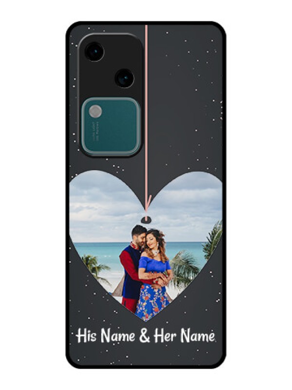 Custom Vivo V30 5G Custom Glass Phone Case - Hanging Heart Design