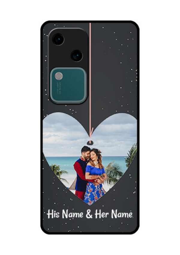Vivo V30 5G Custom Glass Phone Case - Hanging Heart Design