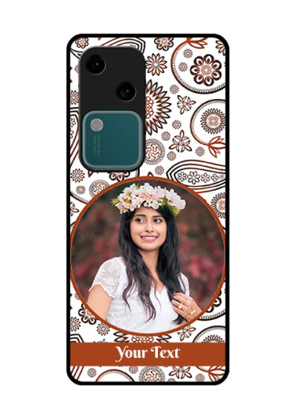 Vivo V30 5G Custom Glass Phone Case - Abstract Flower Design