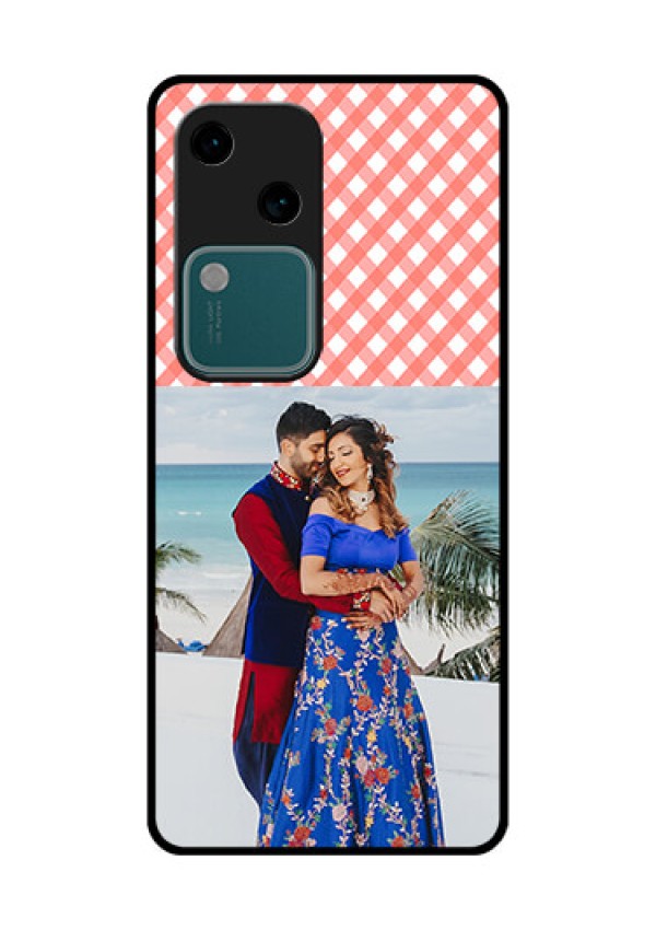 Vivo V30 5G Custom Glass Phone Case - Pink Pattern Design