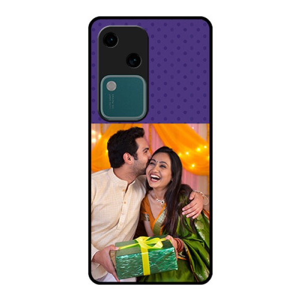 Vivo V30 5G Custom Glass Phone Case - Violet Colored Pattern Design Vivo V30 5G Custom Glass Phone Case - Violet Colored Pattern Design
