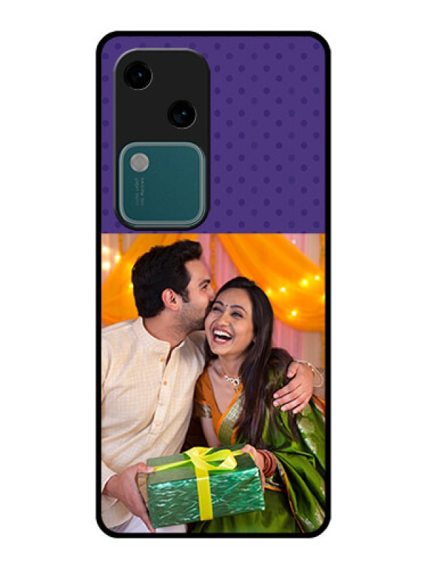 Custom Vivo V30 5G Custom Glass Phone Case - Violet Colored Pattern Design