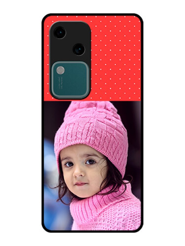 Custom Vivo V30 5G Custom Glass Phone Case - Red Pattern Design