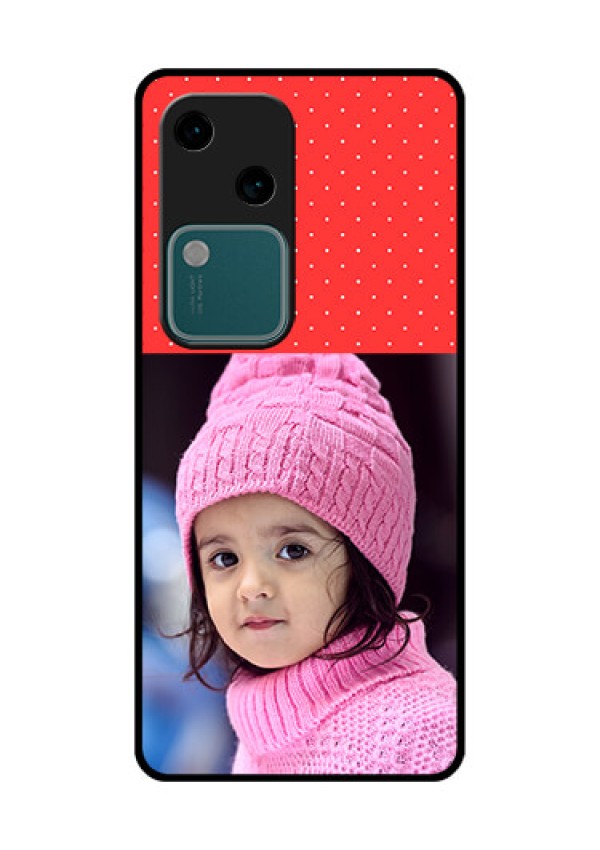 Vivo V30 5G Custom Glass Phone Case - Red Pattern Design