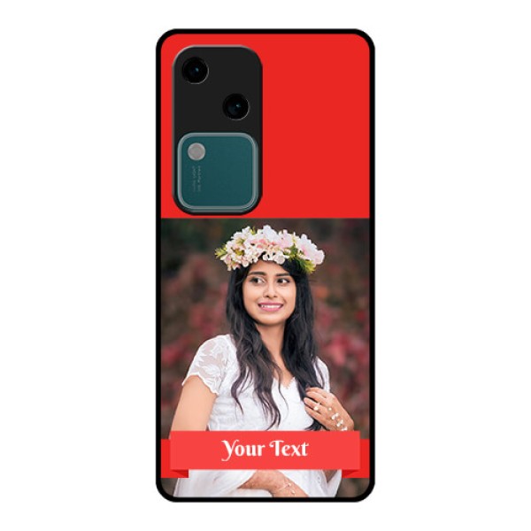 Vivo V30 5G Custom Glass Phone Case - Simple Red Color Design Vivo V30 5G Custom Glass Phone Case - Simple Red Color Design