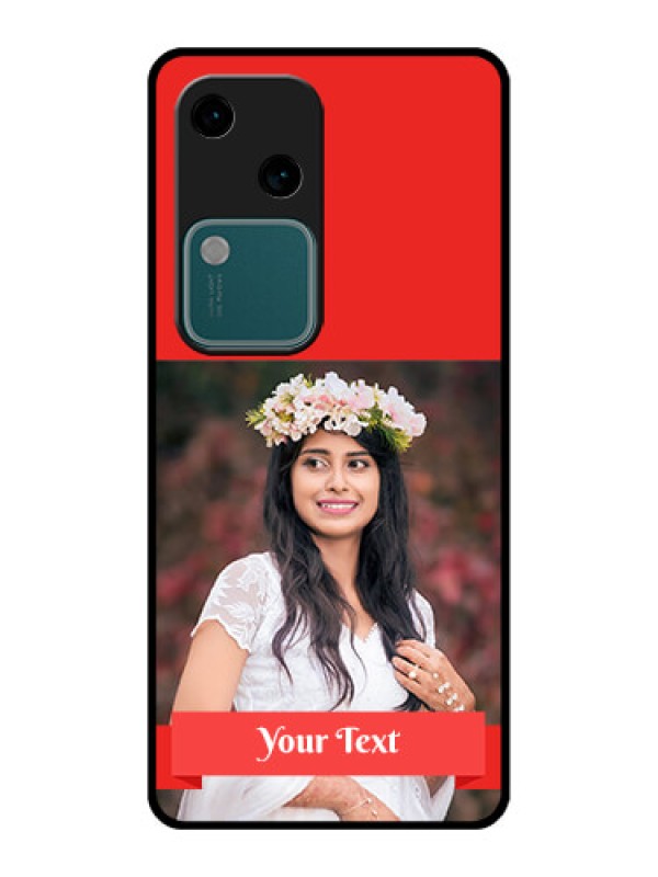 Custom Vivo V30 5G Custom Glass Phone Case - Simple Red Color Design