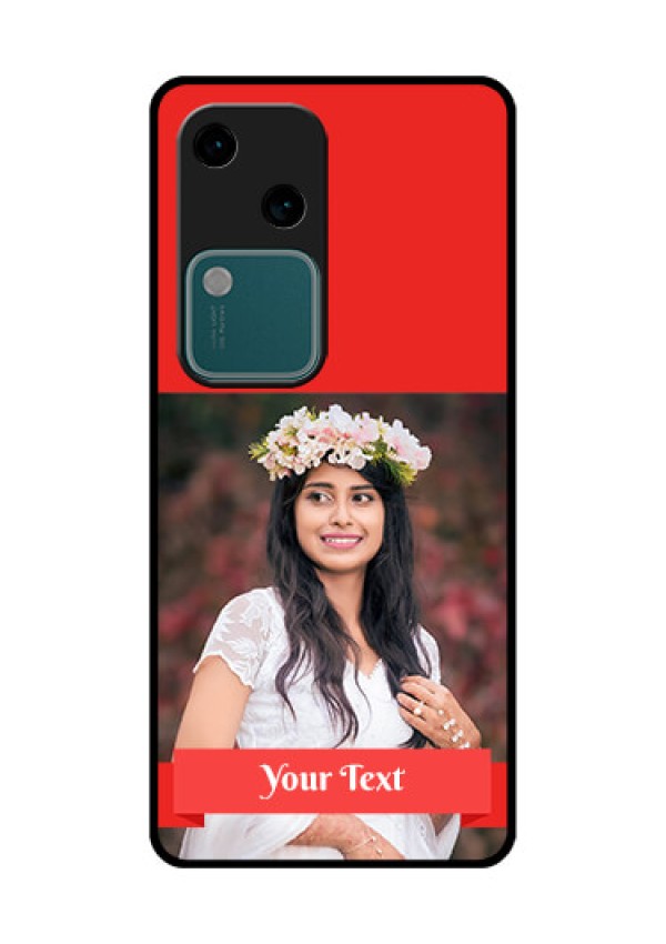 Vivo V30 5G Custom Glass Phone Case - Simple Red Color Design