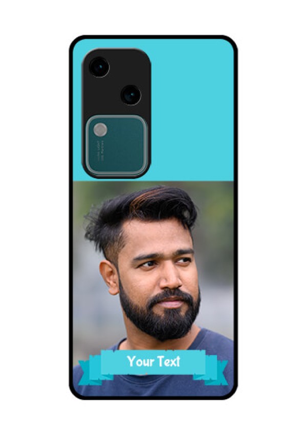 Vivo V30 5G Custom Glass Phone Case - Blue Color Design