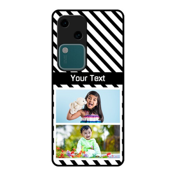 Vivo V30 5G Custom Glass Phone Case - Black And White Stripes Design Vivo V30 5G Custom Glass Phone Case - Black And White Stripes Design