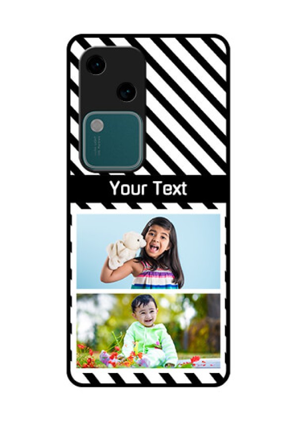 Vivo V30 5G Custom Glass Phone Case - Black And White Stripes Design