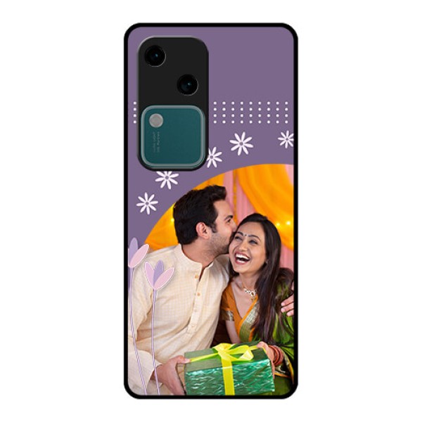 Vivo V30 5G Custom Glass Phone Case - Lavender Flowers Design