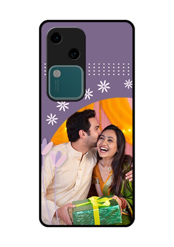 Vivo V30 5G Custom Glass Phone Case - Lavender Flowers Design