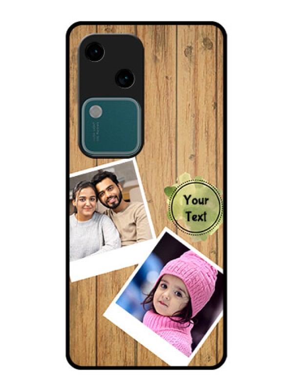 Custom Vivo V30 5G Custom Glass Phone Case - Wooden Texture Design