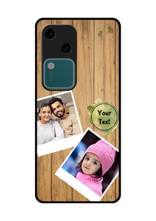 Vivo V30 5G Custom Glass Phone Case - Wooden Texture Design