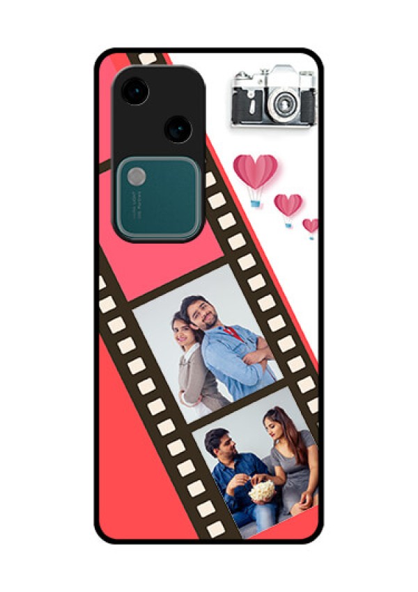Vivo V30 5G Custom Glass Phone Case - 3 Image Holder With Film Reel