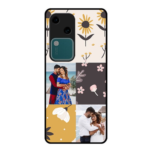 Vivo V30 5G Custom Glass Phone Case - 3 Images With Floral Design Vivo V30 5G Custom Glass Phone Case - 3 Images With Floral Design