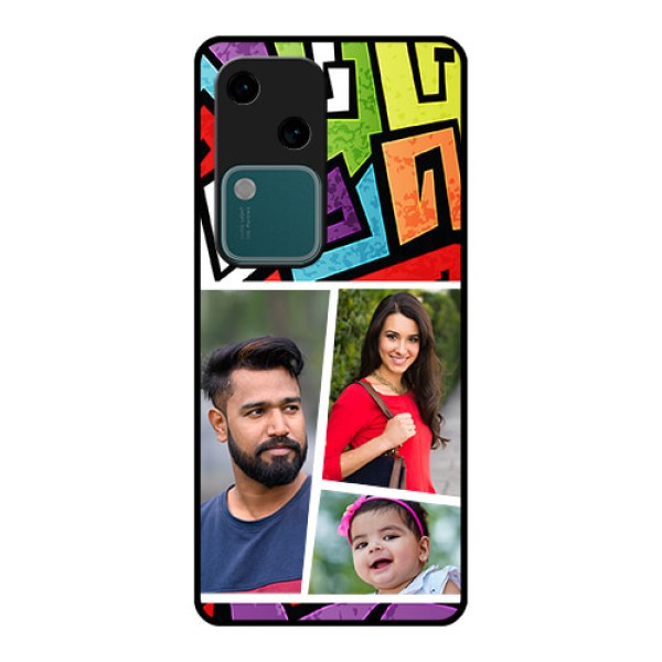 Vivo V30 5G Custom Glass Phone Case - Graffiti Pattern Design