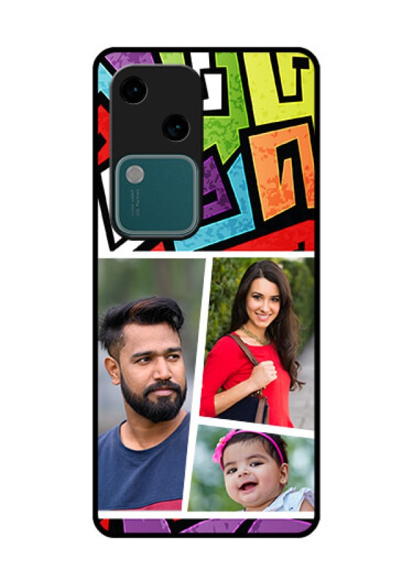 Vivo V30 5G Custom Glass Phone Case - Graffiti Pattern Design