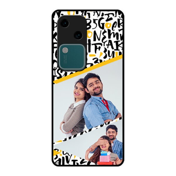 Vivo V30 5G Custom Glass Phone Case - Letters Pattern Design