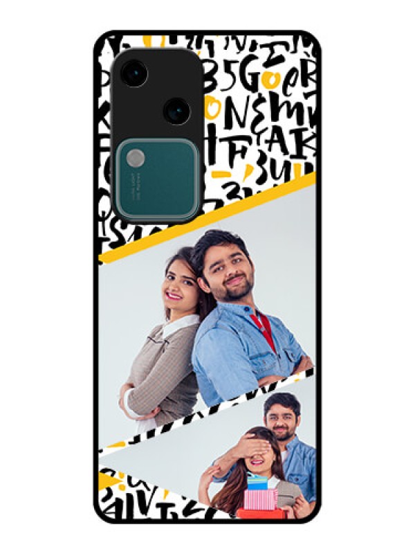 Custom Vivo V30 5G Custom Glass Phone Case - Letters Pattern Design