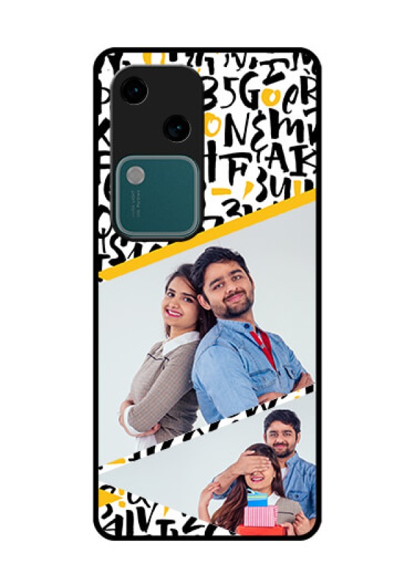 Vivo V30 5G Custom Glass Phone Case - Letters Pattern Design