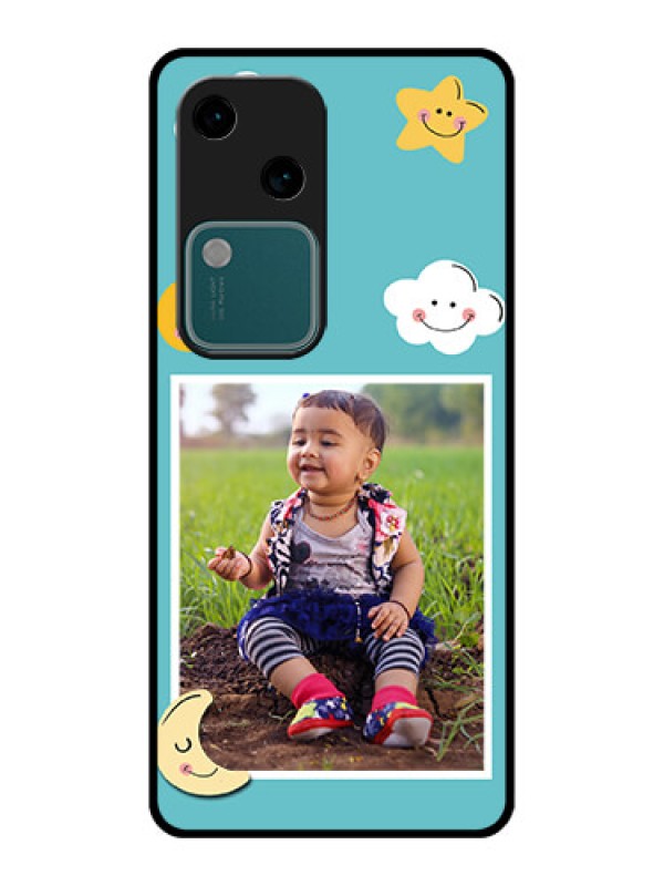 Custom Vivo V30 5G Custom Glass Phone Case - Smiley Kids Stars Design