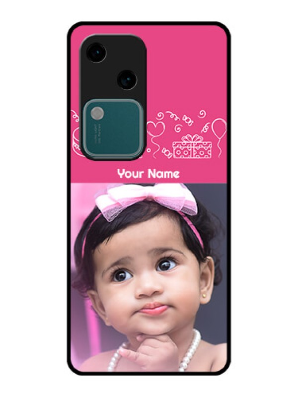 Custom Vivo V30 5G Custom Glass Phone Case - With Birthday Line Art Design