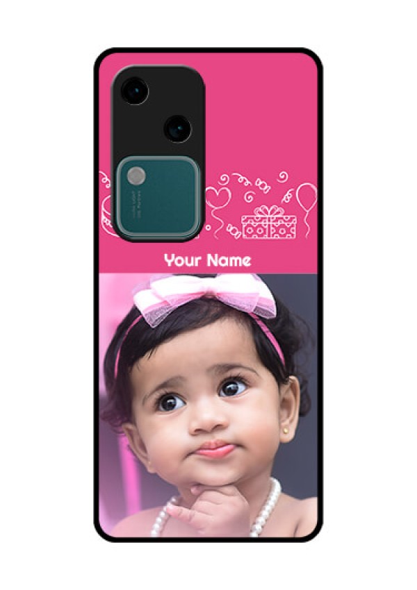 Vivo V30 5G Custom Glass Phone Case - With Birthday Line Art Design