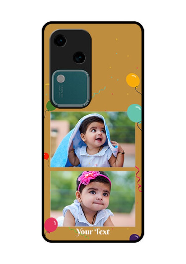 Vivo V30 5G Custom Glass Phone Case - Image Holder With Birthday Celebrations Design