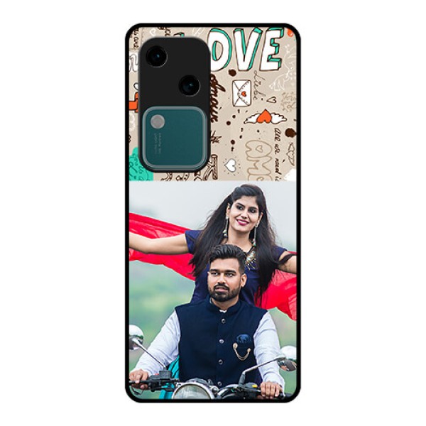 Vivo V30 5G Custom Glass Phone Case - Love Doodle Pattern