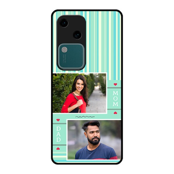 Vivo V30 5G Custom Glass Phone Case - Mom & Dad Pic Design