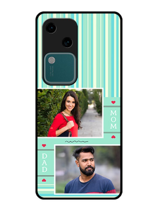 Custom Vivo V30 5G Custom Glass Phone Case - Mom & Dad Pic Design