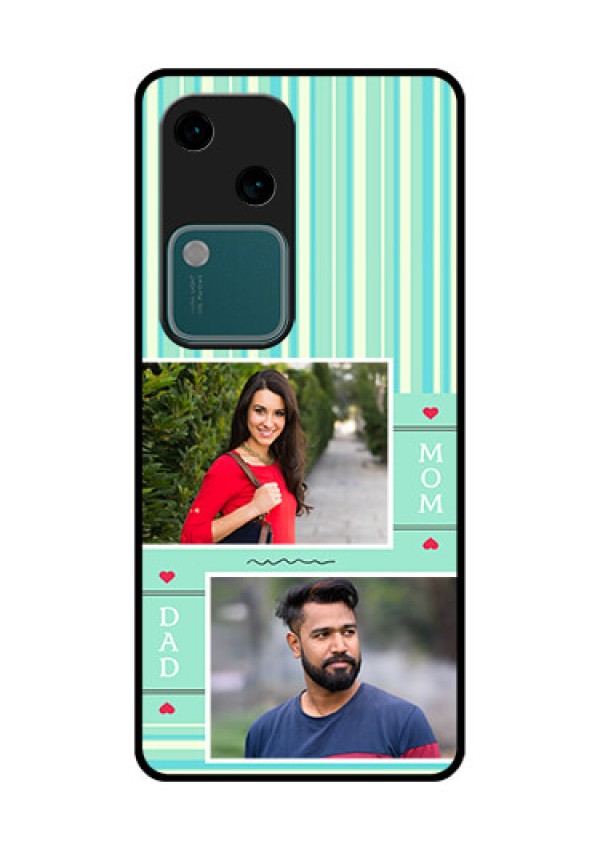 Vivo V30 5G Custom Glass Phone Case - Mom & Dad Pic Design